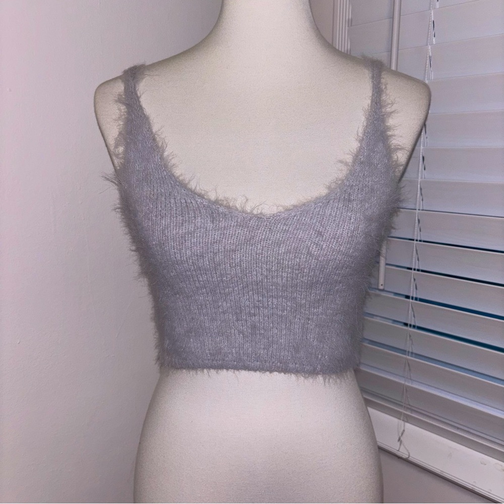 NWT Kimchi Blue Light Gray Angora Crop Sweater